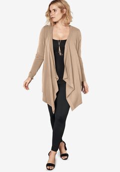 Plus Size Lightweight Handkerchief Hem Cardigan Sweater