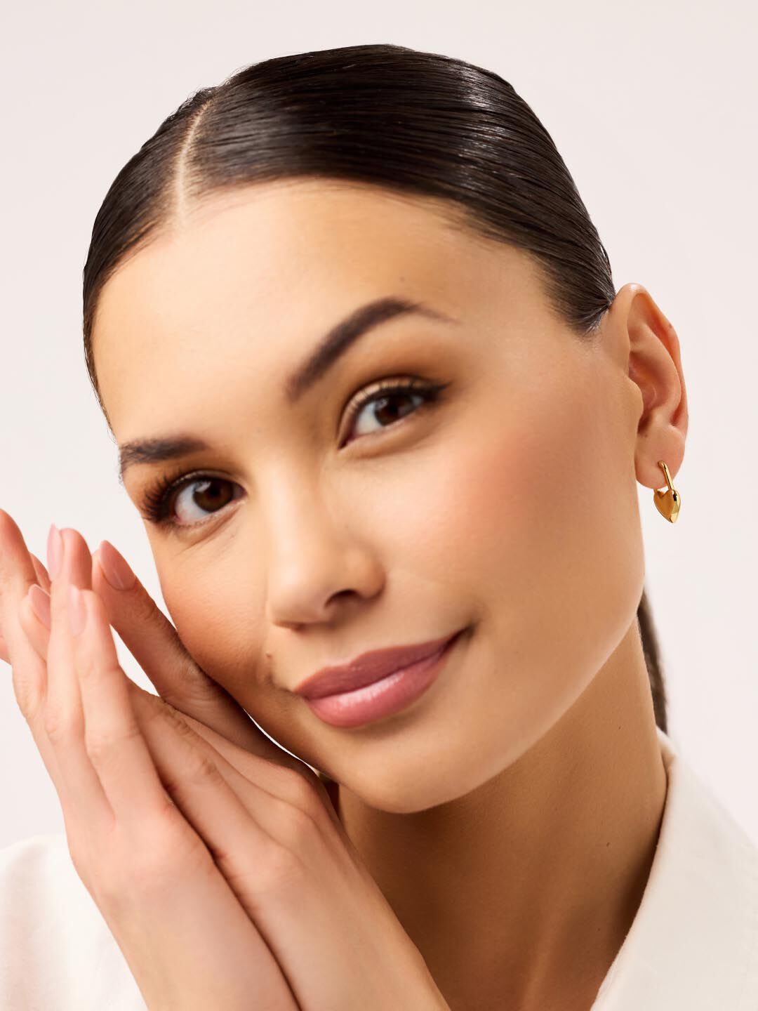 Cameron Heart Earrings, GOLD, alternate image number 2