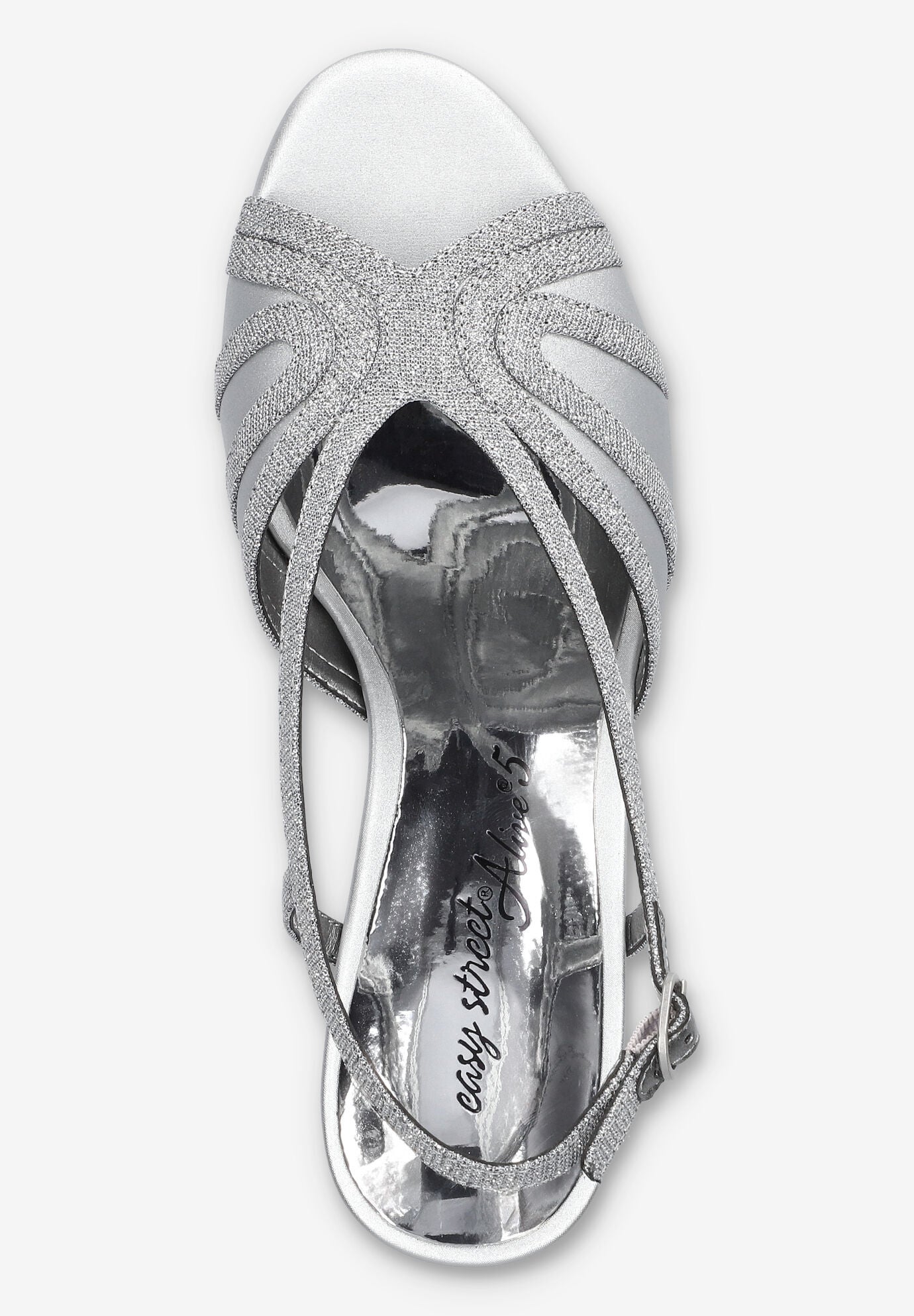 Starlight Heeled Sandals, SILVER SATIN, alternate image number 6