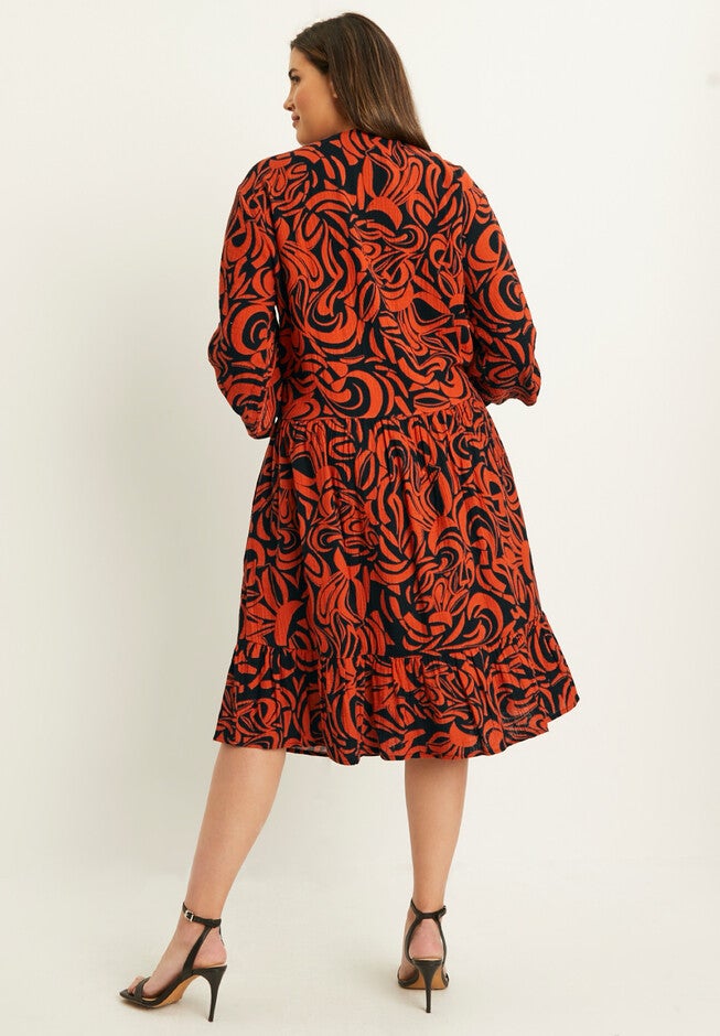 Printed Gauze Shirtdress, , on-hover image number null