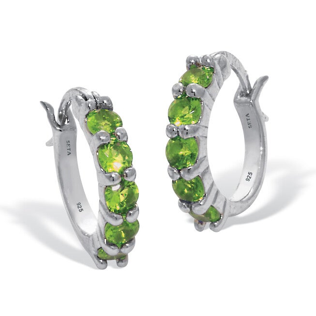 Birthstone Sterling Silver Huggie Hoop Earrings, AUGUST, hi-res image number 0