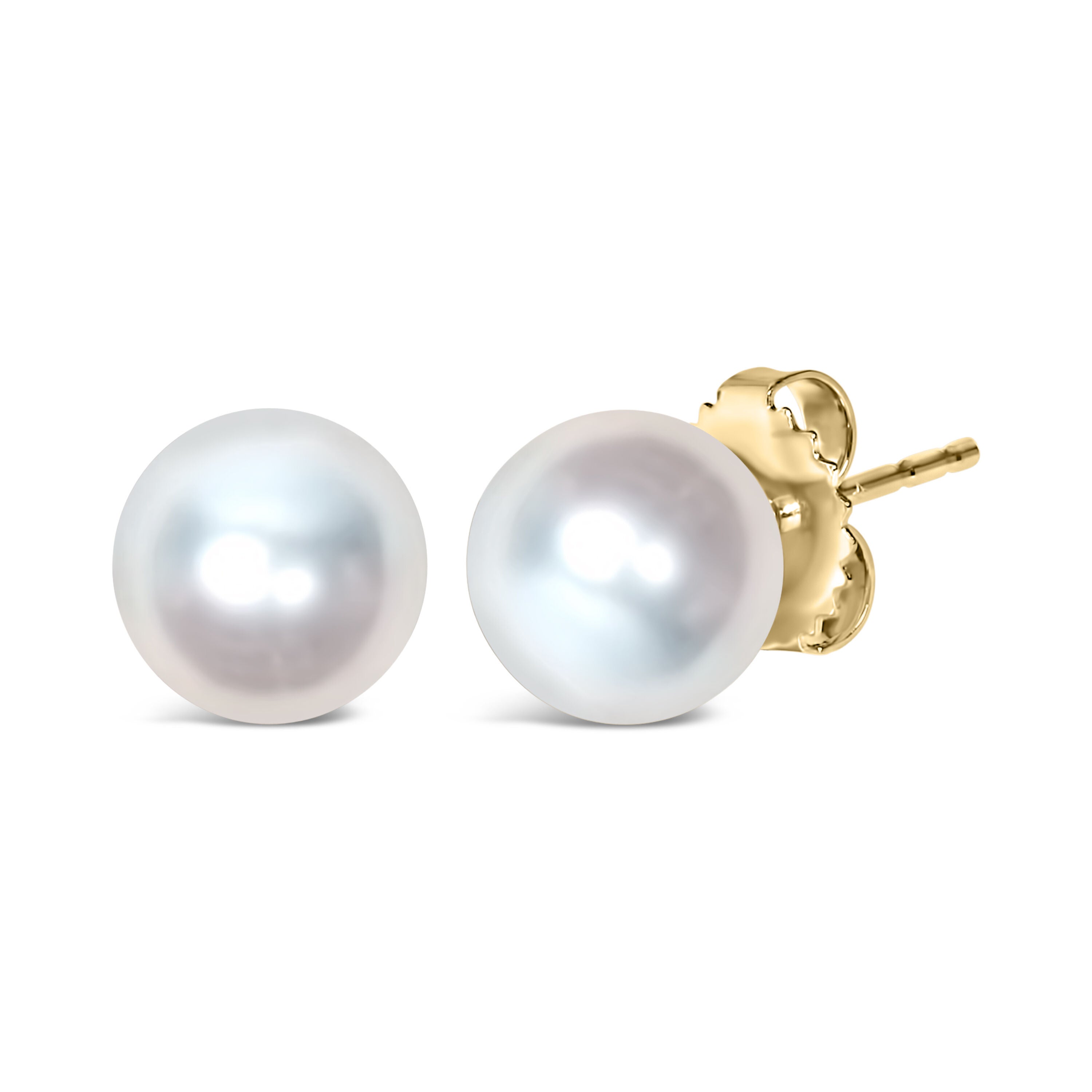 14K Gold Cultured Freshwater Pearl Solitaire Stud Earrings, YELLOW, on-hover image number 1