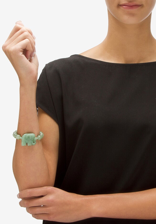 Genuine Agate Elephant Stretch Bracelet (10Mm), 8 Inches, , alternate image number 2