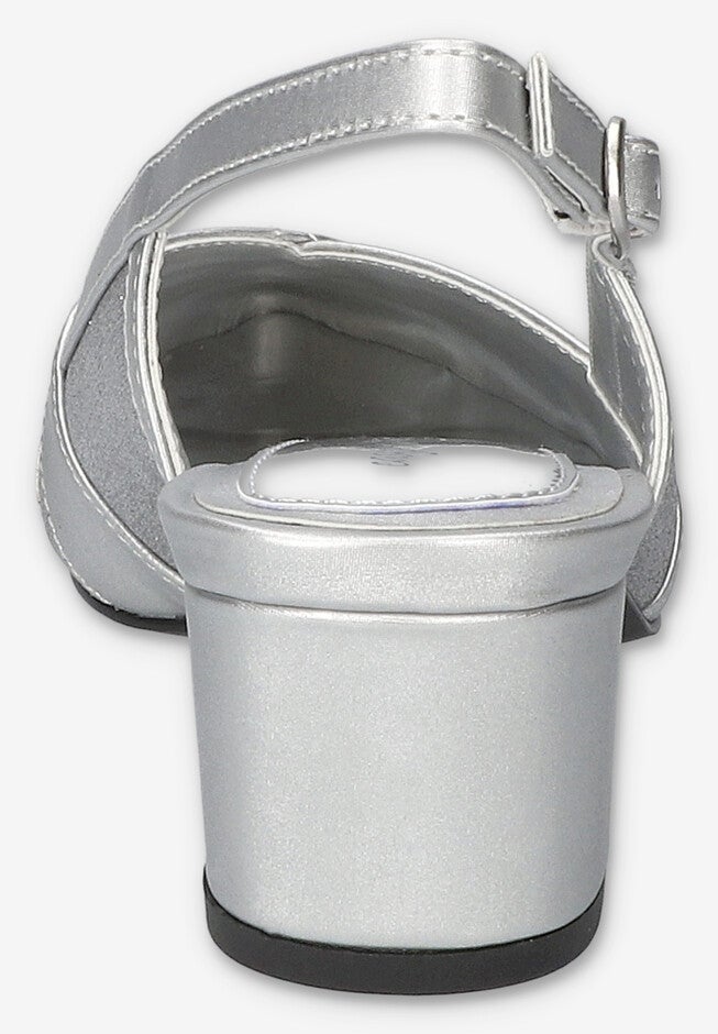 Avena Block Heel Slingback Pump, SILVER SATIN, on-hover image number null