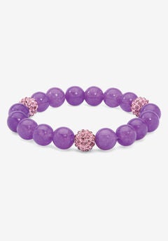 Simulated Birthstones Agate Stretch Bracelet 8"