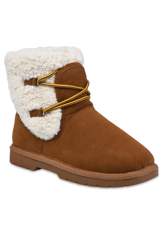 Faux Suede Berber Hiker Boot Bootie, TAN, hi-res image number 0