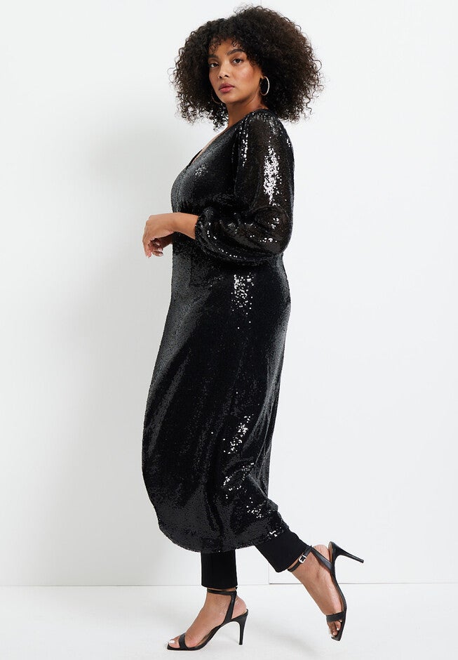 Faux Wrap Sequin Maxi Top, , alternate image number 2