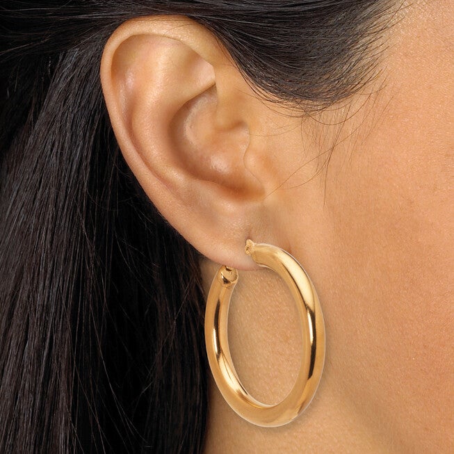 Yellow Gold Ion-Plated Stainless Steel Hoop Earring Set, GOLD, alternate image number 2