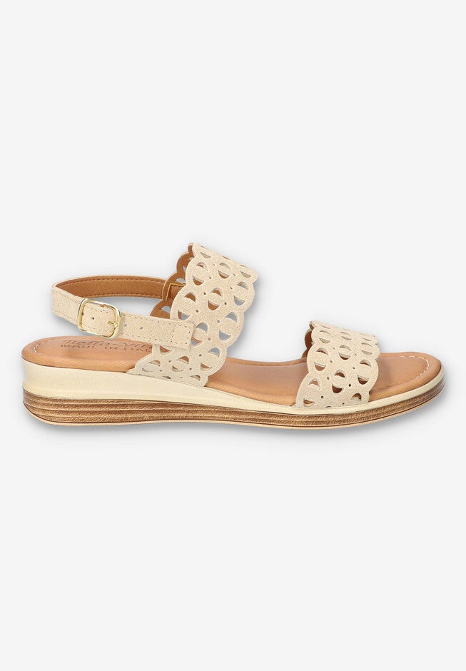 Zoe-Italy Wedge Sandal, STONE SUEDE LEATHER, alternate image number 2