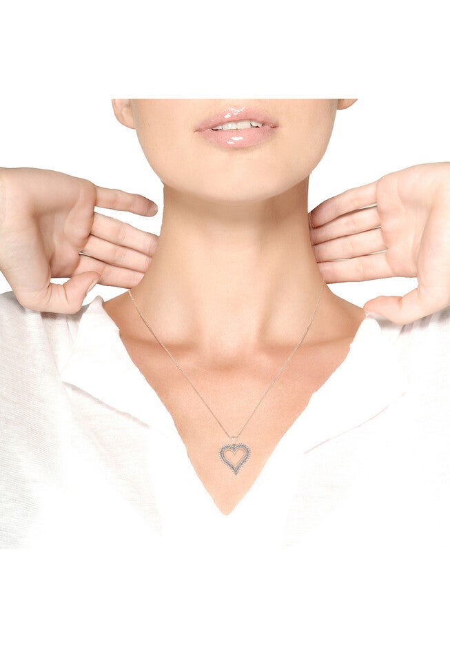 Rose Gold Plated Sterling Silver 1/2 Cttw Diamond Heart Pendant Necklace, , alternate image number 4