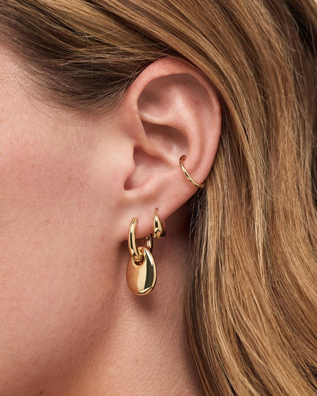 Kayla Gold Drop Earrings, GOLD, alternate image number 1