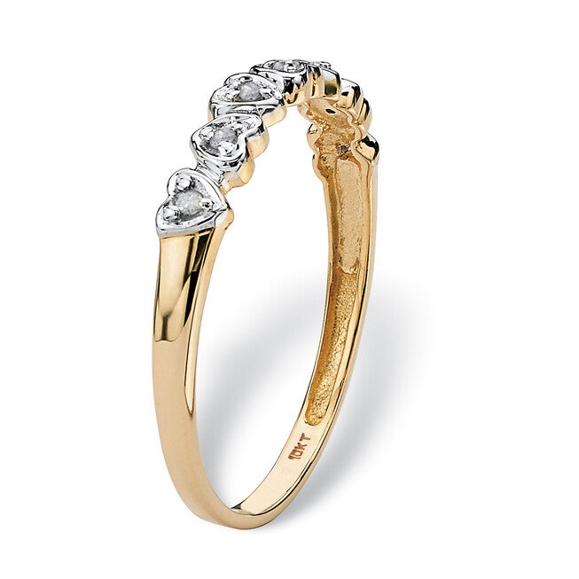 Diamond Accent Solid 10k Gold Multi-Heart Promise Band Ring, WHITE, on-hover image number null