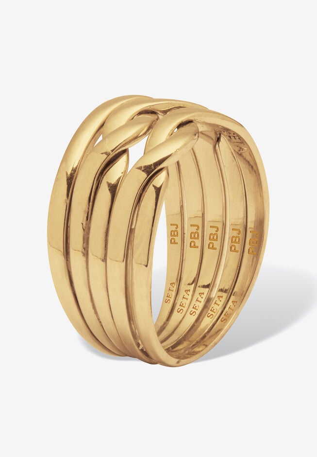 14K Yellow Gold-Plated 5 Piece Puzzle Ring, , on-hover image number 1