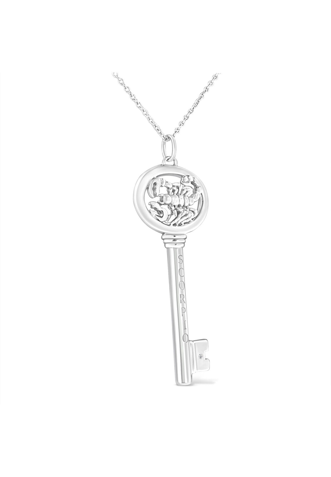 Sterling Silver Diamond Accent Scorpio Zodiac Key Pendant Necklace, , alternate image number 2