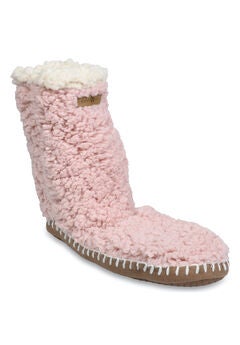 Womens Faux Shearling Slipper Sock With Sidewall Slippers