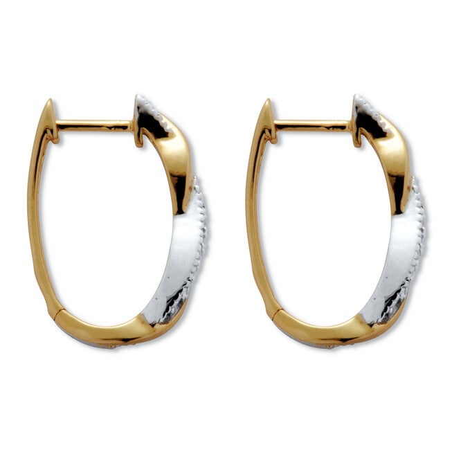 .24 TCW Diamond Sterling Silver Tutone Twist Hoop Earrings (6/10 inch), WHITE, on-hover image number 1