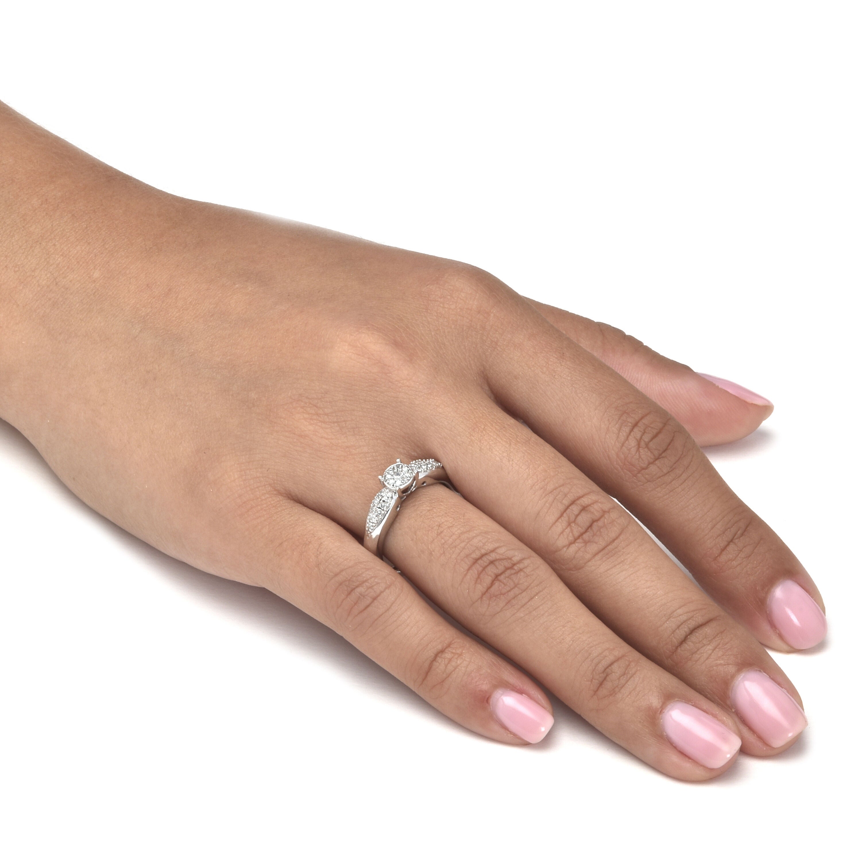 .17 TCW Diamond Sterling Silver Cluster Ring, WHITE, alternate image number 2