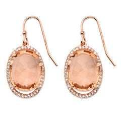 18.42 TCW Simulated Morganite Rose Gold-Plated Sterling Silver Halo Earrings
