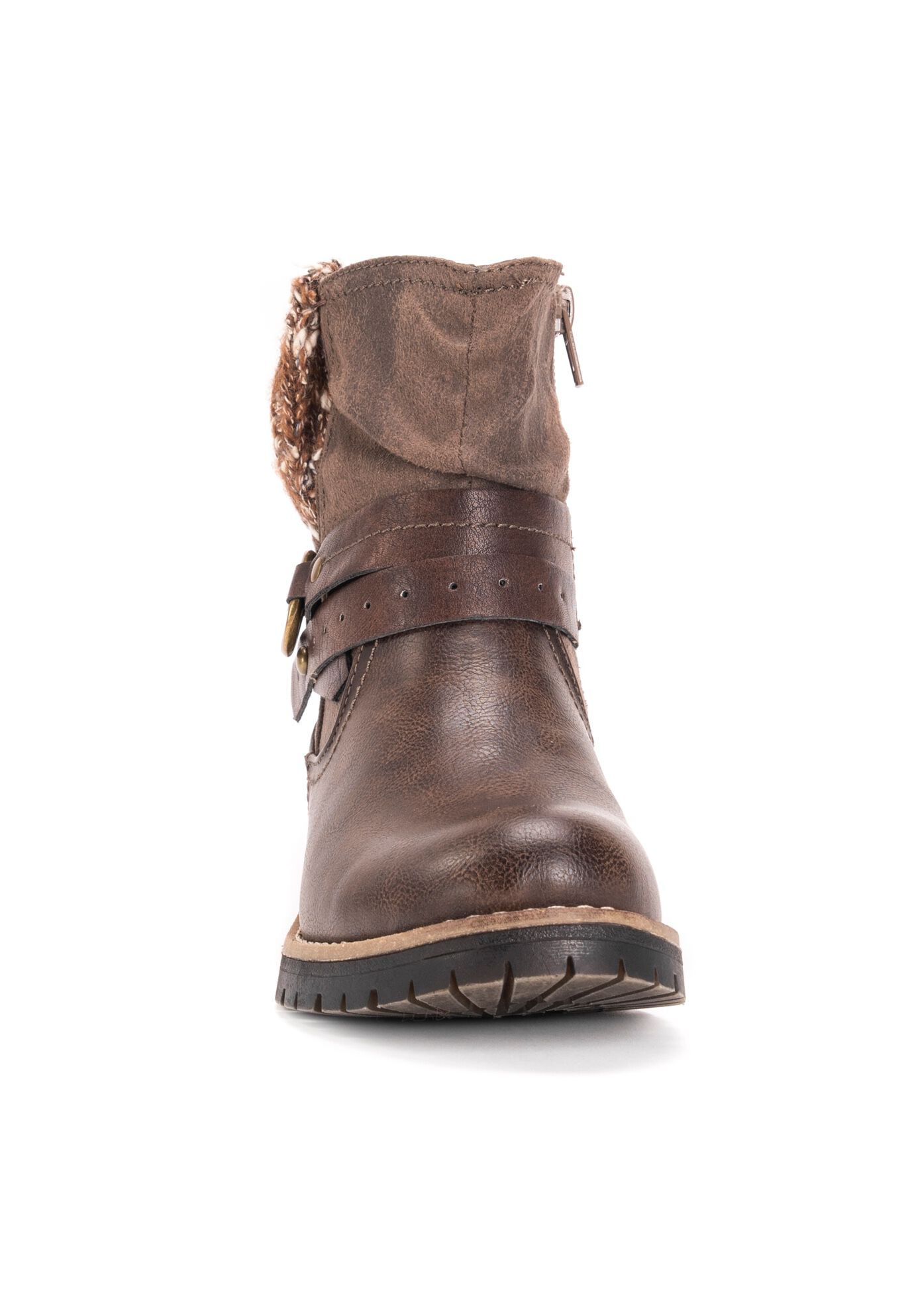 Edgy Ingrid Boot with Strap and Stud Details Brown Woman Within