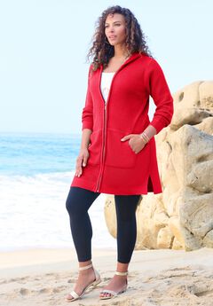 Waffle Mega Length Zip Hoodie