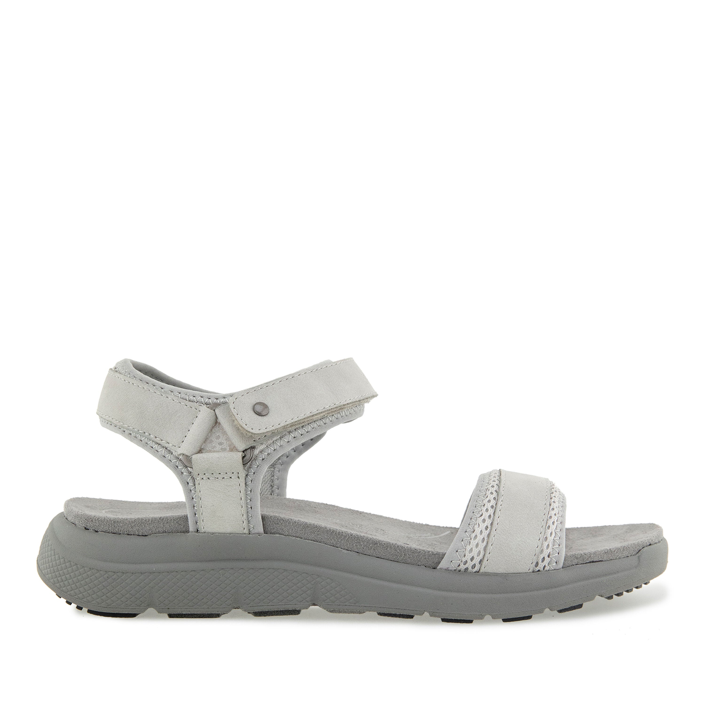 Ellewood Hook and Loop Flat Sandal, LIGHT GREY, alternate image number 2