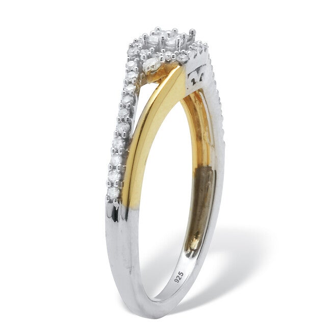 .23 TCW Diamond Tutone Sterling Silver Square Halo Ring, WHITE, on-hover image number 1