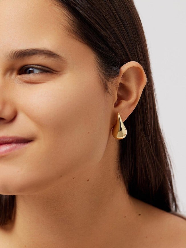 Kiara Gold Statement Earrings, GOLD, alternate image number 2