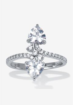 1.92 Tcw Heart Shaped Cubic Zirconia Sterling Silver Ring