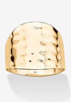 Yellow Gold Over Sterling Silver Hammered Dome Ring (5Mm) Jewelry