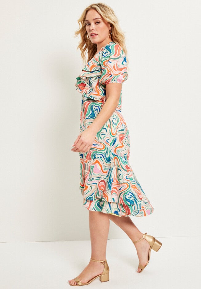 Printed Midi Dress, , alternate image number null