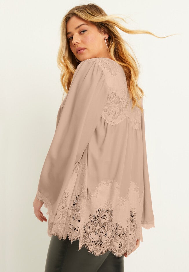 Lace-Trimmed Blouse, , alternate image number null