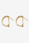 Yellow Gold-Plated Demi Hoop Earrings with Genuine Diamond Accents, , on-hover image number null