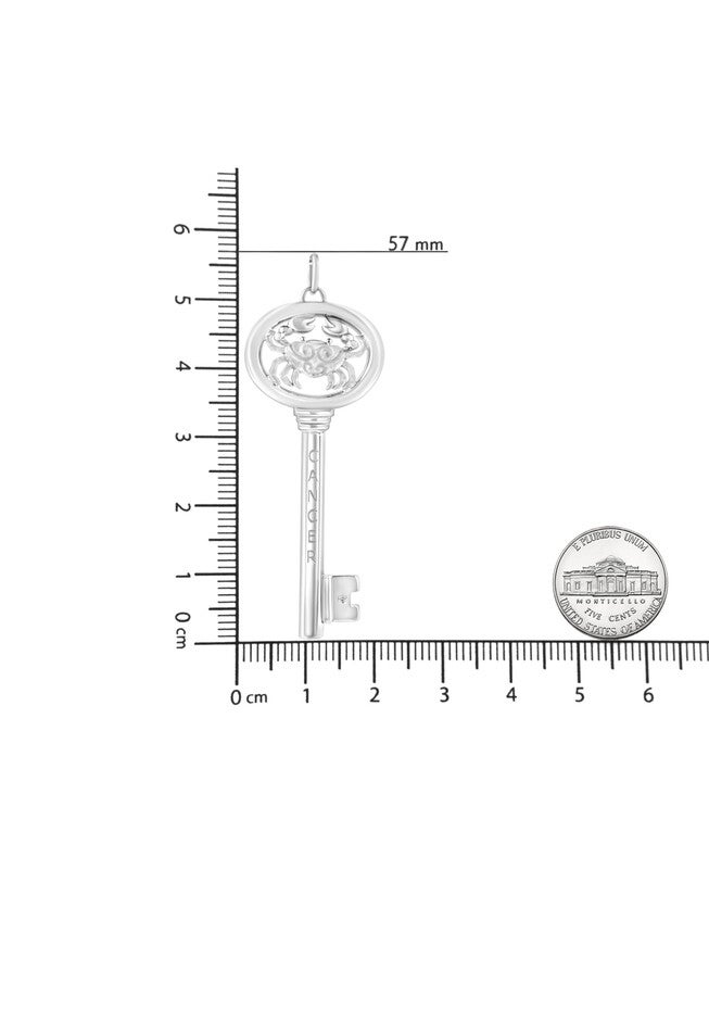 Sterling Silver Diamond Accent Cancer Zodiac Key Pendant Necklace, , alternate image number 5