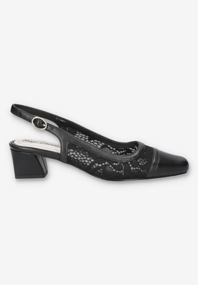 Fortune Square Toe Slingback Pump, BLACK, alternate image number 2