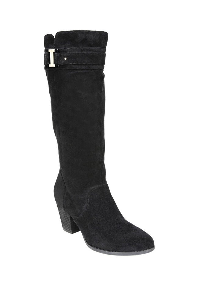 Devote Wide Calf Boot by Dr. Scholl’s, BLACK SUEDE, hi-res image number null