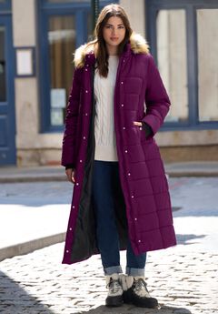 Plus Size Maxi Length Puffer Coat