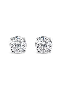 14K Gold 1.0 Cttw Round Brilliant Cut Lab Grown Diamond 4-Prong Classic Solitaire Stud Earrings