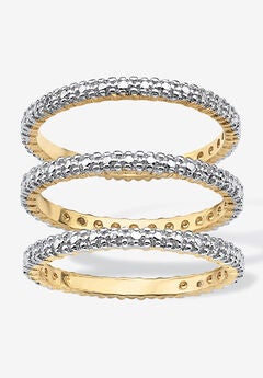 Gold-Plated Diamond Accent Stackable 3 Piece Set Eternity Ring Set