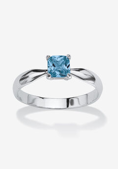 Birthstone .925 Silver Solitaire Ring