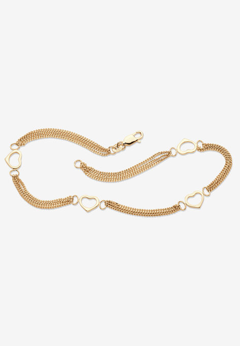 Yellow Gold-Plated Sterling Silver Ankle Bracelet (7.5Mm), 10 Inches, GOLD, hi-res image number null