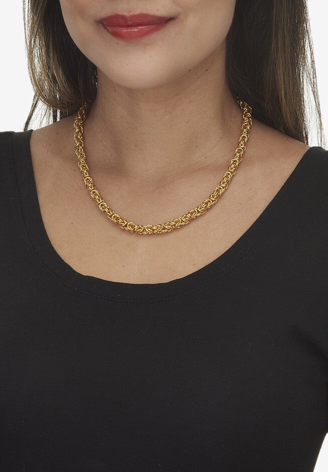 Goldtone Byzantine-Link Necklace, 18 Inches, , alternate image number 2