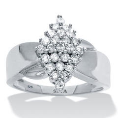 .50 TCW Diamond Sterling Silver Cluster Ring