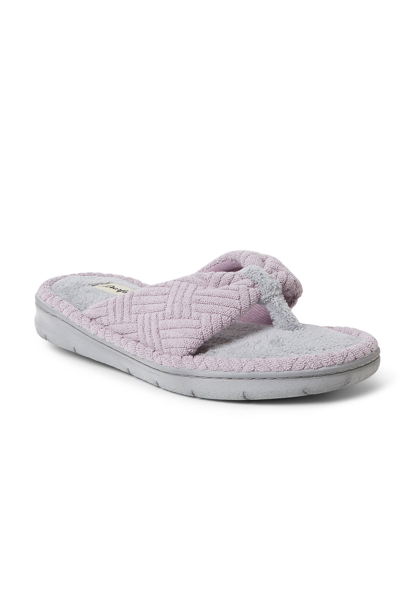 Addison Textured Terry Thong Slippers, FROSTED PLUM, hi-res image number 0