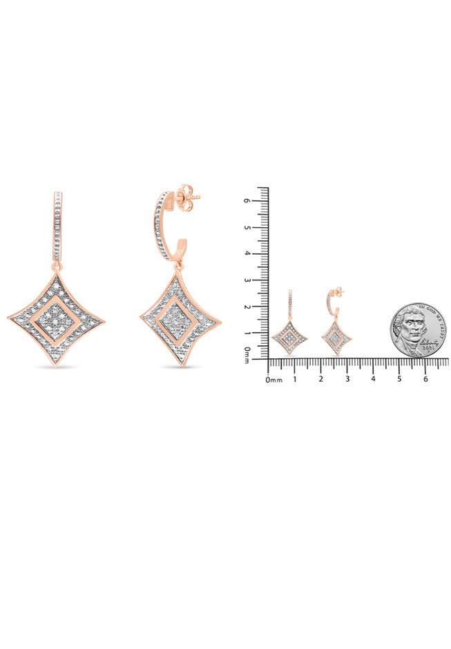 14K Rose Gold Over Silver Diamond Accent Dangle Rhombus Earrings, , alternate image number null