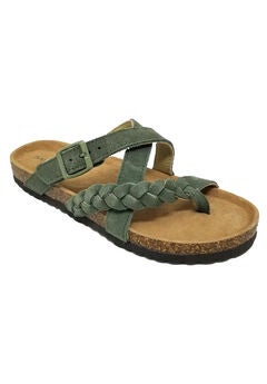 Suede Leather Braided Criss Cross Footbed Sandal