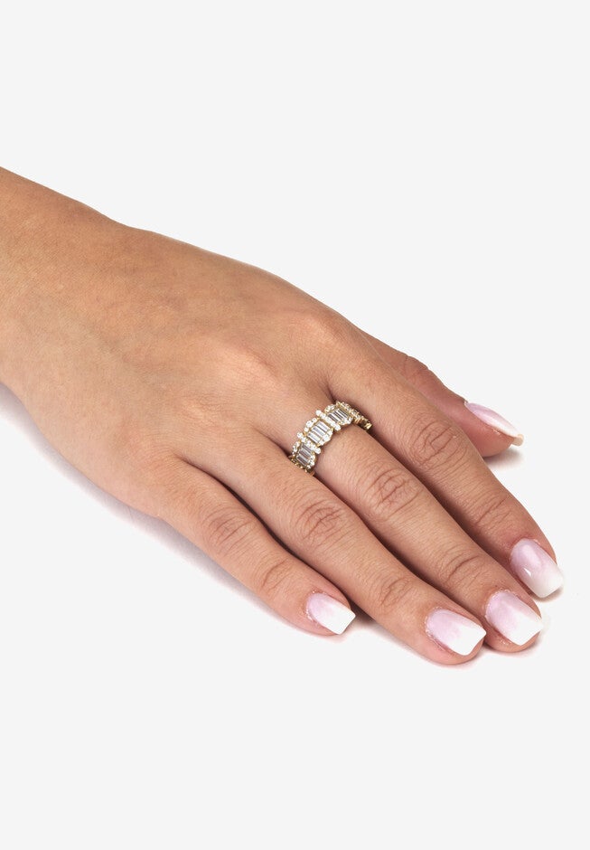 3.53 Tcw Baguette Cubic Zirconia 18K Yellow Gold-Plated Eternity Ring, , alternate image number 2
