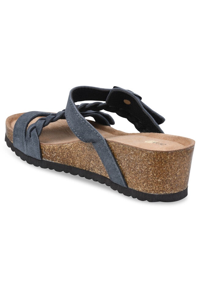 Leather Braided Adjustable 2 Strap Footbed Sandal, , on-hover image number 1