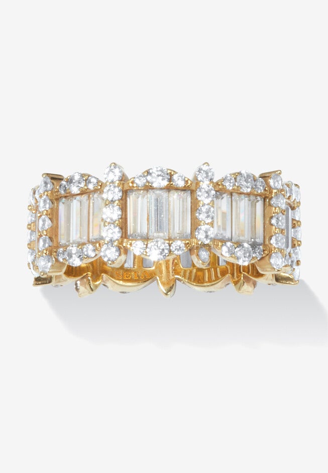 3.53 Tcw Baguette Cubic Zirconia 18K Yellow Gold-Plated Eternity Ring, GOLD, hi-res image number 0
