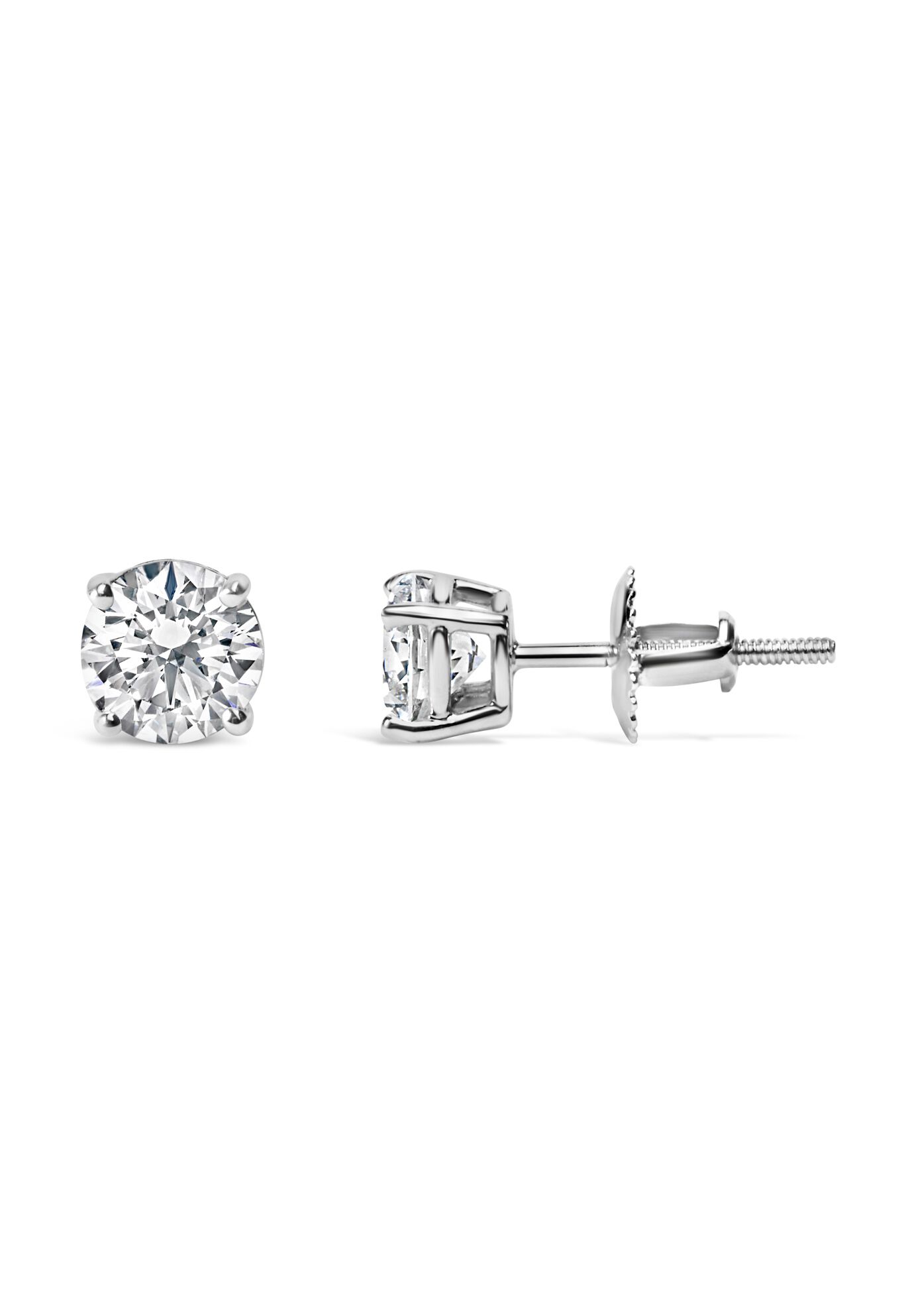 14K Gold 1.0 Cttw Round Brilliant Cut Lab Grown Diamond 4-Prong Classic Solitaire Stud Earrings, , alternate image number 2