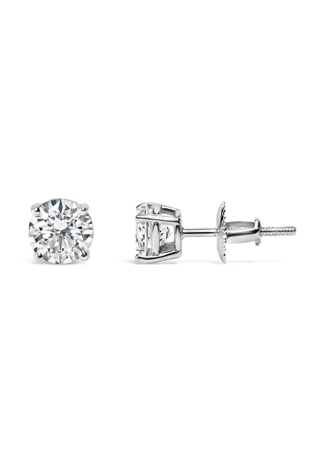 14K Gold 1.0 Cttw Round Brilliant Cut Lab Grown Diamond 4-Prong Classic Solitaire Stud Earrings, , alternate image number 2
